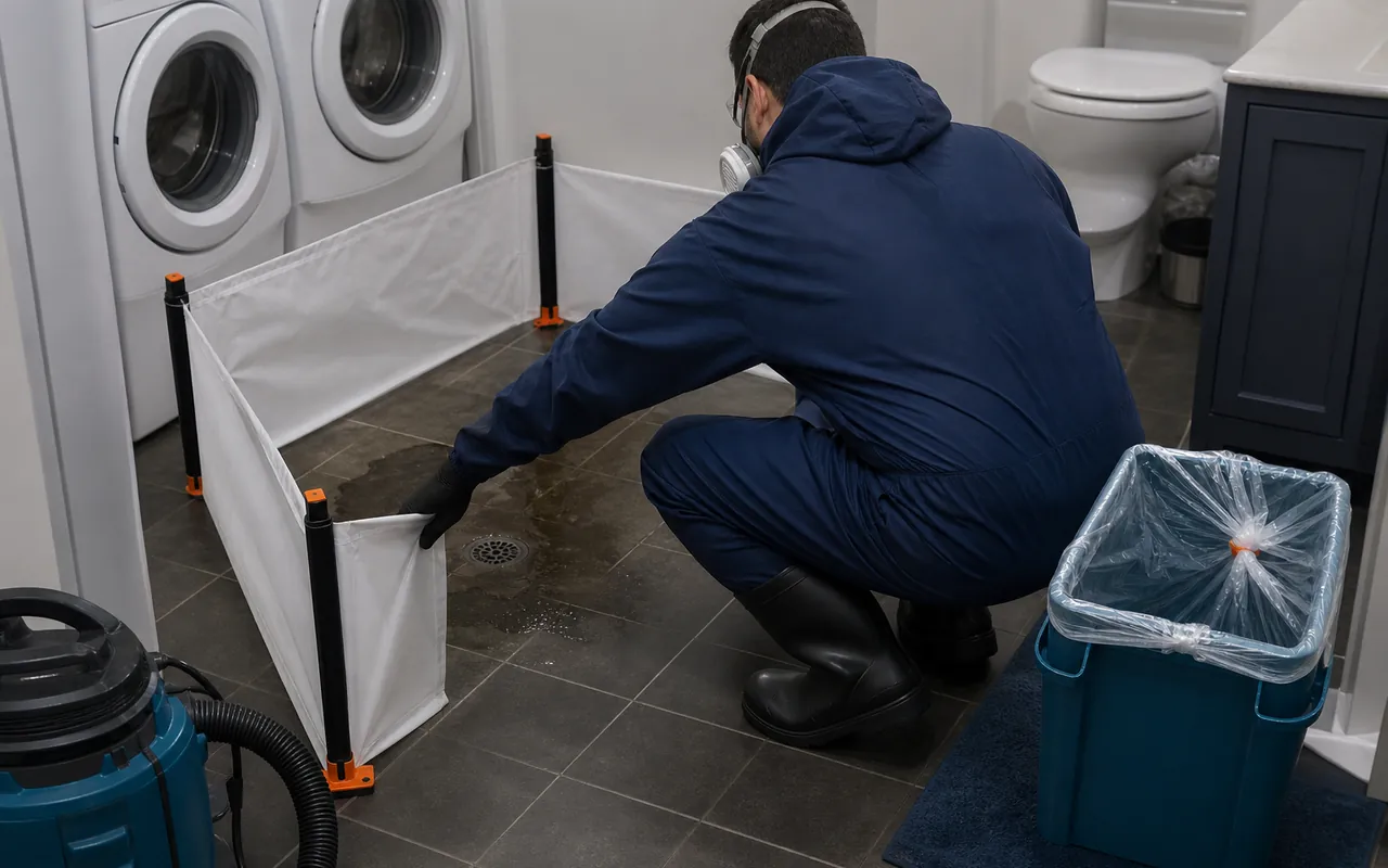 Protective setup for a contaminated water cleanup area
